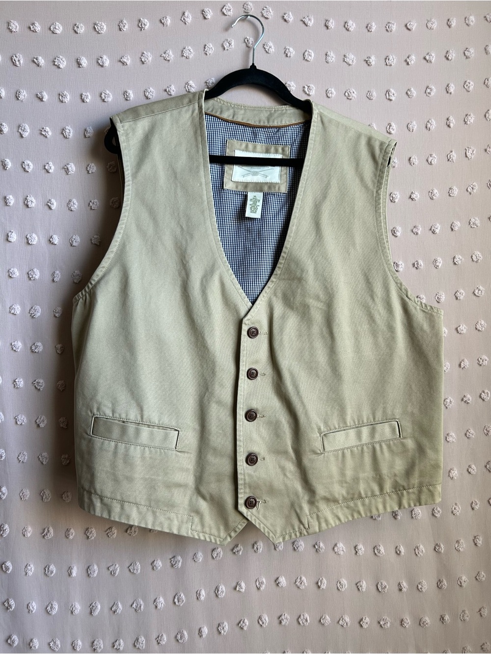 Orvis Men’s Cotton Lined Button Down Vest Sz XL Khaki